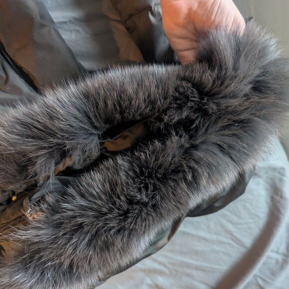 Moncler Parka Coat size 3 Fox Fur Trim Hood Real Fur - Picture 7 of 14